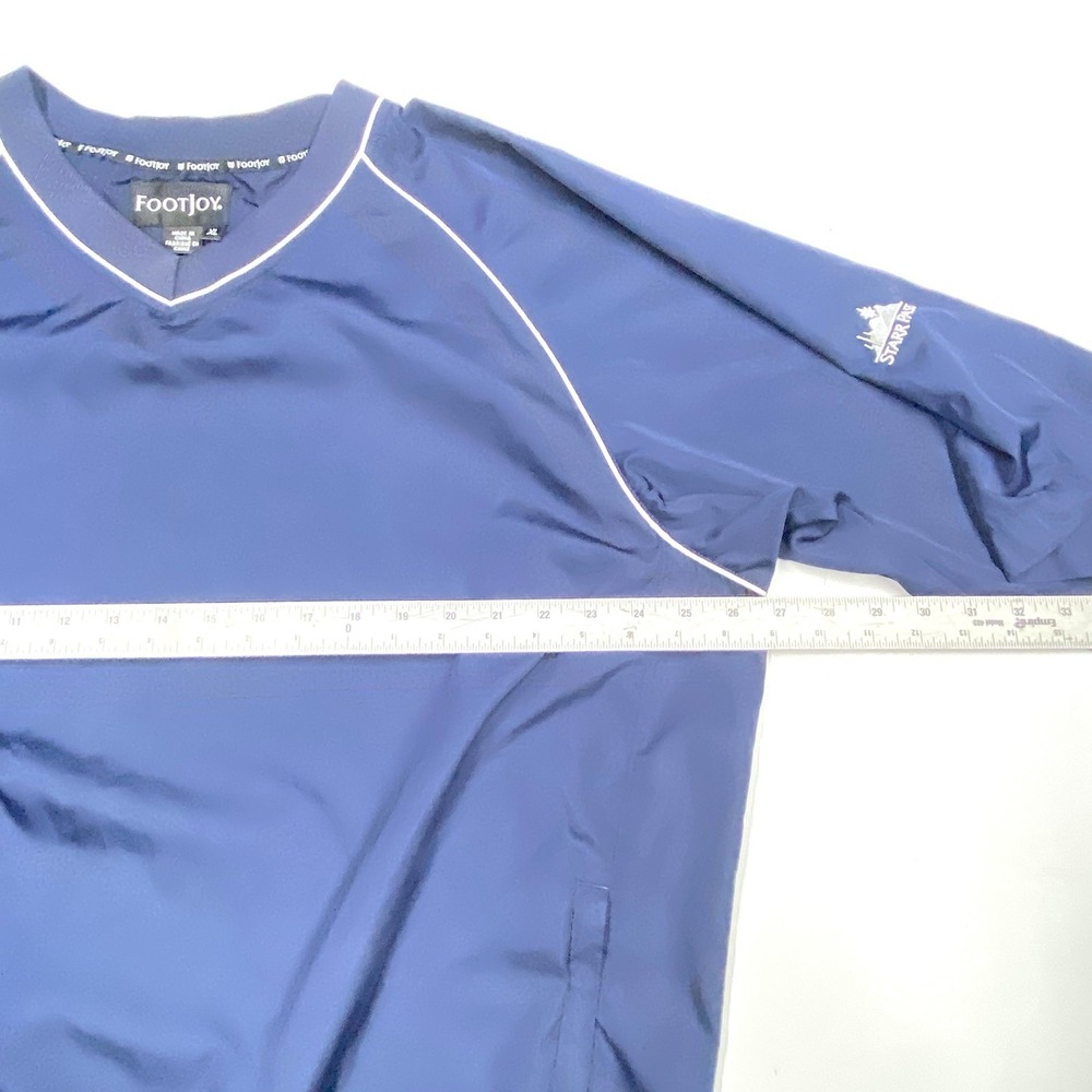 FootJoy Golf Shirt Mens XL Navy V Neck Short Sleeve Cover Up Windbreaker - Picture 6 of 9